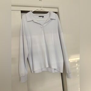 White Long Sleeve Polo Sweater